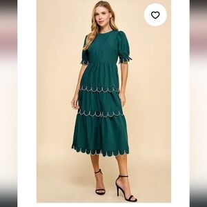 Tcec Scalloped Midi Dress